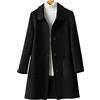 Haloppe Cappotto da donna Casual monopetto puro colore invernale Cappotto di lana bifacciale anti-sbiadimento nero ispessito 3XL