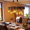 TMKOO Lampadari A Sospensione Vintage Lampada Legno A Soffitto - E27 10 Luci Nero Retro Regolabile Lampada Da Tavolo Da Pranzo 118CM In Industriale Per Cucina Salotto Camerette Bar