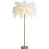 OUFUAMY Lampada da terra con piume per soggiorno con 3 temperature di colore, lampada da terra moderna in piume bianche di struzzo Lampade alte in metallo Lampada da lettura per camera da letto (portalampada