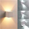 Dopastore Applique da Parete LED 20W Design Cubo Luce Bidirezionale Lampada Moderna IP65 Terrazza Giardino Patio (Luce calda 3000K, Bianco)