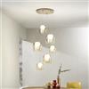 Ondaluce Lampada a sospensione in metallo Oro e vetri Ambra SANTOS 6 Luci Led 45 cm