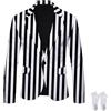 owsber Blazer da uomo a righe bianche e nere 2023, giacca casual britannica slim fit gessata, Colore 2., M