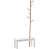DecHome Appendiabiti con Panca In Bambù colore Bianco e Legno 80x30x180 cm - 831DD3