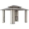 DecHome Gazebo Giardino 3.65x3 mt in Acciaio e Alluminio con Tetto in Policarbonato a 2 Livelli colore Marrone - 30984C