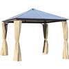 DecHome Gazebo Giardino 3x3 mt in Alluminio con Tetto in Policarbonato e Zanzariere colore Caffè e Cachi - 34784C