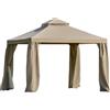 VivaGarden Gazebo Giardino 3x3 mt in Metallo con Zanzariera e Tetto a 2 Livelli in Poliestere colore Cachi - 18584C