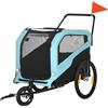 AllMyPets Rimorchio Bici per Cani 30kg max con 2 Ingressi e Tasche Portaoggetti in Acciaio e Tessuto Oxford colore Blu - A2070LBAO10