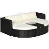 VivaGarden Salotto da Giardino in Rattan PE Set da Giardino con 2 Poltrone e 2 Poggiapiedi Tavolino in Vetro colore Nero