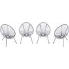VivaGarden Set 4 Sedie da Giardino in Metallo e PolyRattan colore Grigio Chiaro - 093V01867