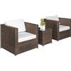 DecHome Set 3 Pezzi Arredo Esterno in Rattan PE 2 Poltrone e Tavolino con Piano In Vetro colore Marrone - 860073BN