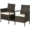 VivaGarden Set da Giardino in Rattan con 2 Sedie Moderne e Tavolino da Caffè 138x60x87 cm colore Marrone - A2750MBAO67