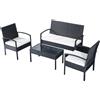 VivaGarden Set Mobili In Pe Rattan da Esterno con Tavolino 2 Poltrone e Divano con Cuscini Nero - 8630D4