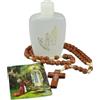 VL Villore Acqua santa di Lourdes con rosario in legno e stampa di preghiera, Legno