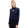 TOM TAILOR Maglia Camicia da Donna a Maniche Lunghe con Dettaglio Cut-out, 10668-capitano del Cielo Blu, XXL