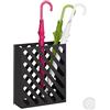 Relaxdays Portaombrelli XL, Supporto Rettangolare per Ombrelli e Bastoni, Acciaio, Portatile, 15cm., Nero