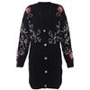 faina Cardigan da Donna, di Media Lunghezza, con Paillettes e Motivo Floreale, Nero, Taglia M/L Giacca a Maglia, XL