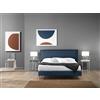 EVERGREENWEB MATERASSI & BEDS EVERGREENWEB Letto Matrimoniale in doghe in legno con Testata e rivestimento in tessuto Blu | facile da montare |Adatto per materasso cm 160x200 | Letto di Design |Mod. Parigi