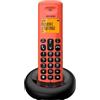 Alcatel E160 Rosso Telefono Cordless DECT con Blocco Chiamate Indesiderate, Ampio Display Retroilluminato Arancione di Facile Lettura, Suonerie Classiche e Polifoniche