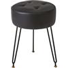 IBUYKE Faux Leather rotondo poggiapiedi sgabello, trucco Vanity Sgabello Side Table, PU Dressing Table Seat, Pouf Couch Sgabello, gambe d'acciaio dorate, nero