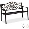 Relaxdays Panchina Panca da Giardino per 2 Persone, Stile Antico, Balcone, Acciaio e Ghisa, 90x127,5x63 cm, Bronzo, colata, Nero/Oro, 1 pz