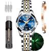 OLEVS Orologio Donna Moda Diamante Numeri Romani Donne Quarzo Analogico Acciaio Inossidabile Impermeabile Data Luminosa Orologio Donna Regalo