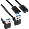 BRIEFCEC Cavo Prolunga USB 3.0 Maschio a USB 3.0 Femmina 90 Gradi USB Maschio a Femmina 30cm USB Prolunga 5 Gbps Connettore Adattatore per PC, Lettore di Schede, Tastiera, Scanner(Su, 2Pezzi, Nero)