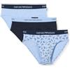 Emporio Armani Cotton Pure Cotton 3-Pack Brief, Slip Uomo, Multicolore (White-Printed Black-Stone), L