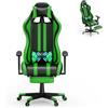AufuN Sedia da gioco, ergonomica, con massaggio vibrante, cuscino lombare, poggiapiedi, poggiatesta, ergonomica, per massaggi e gaming, per Livestreaming Xbox, portata 150 kg (verde)