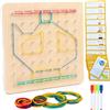 Goujfol Montessori Giochi Geoboard di Legno con Carte e Elastici, 8x8 Perni Pegboard Pannello Puzzle di Forma Geometrici, Lspira l'immaginazione creatività Bambini Educativi (Tipo 2)