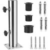 efuturetime Base per Ombrellone, Porta Ombrellone Universale Regolabile con 3 Anelli di Riduzione in PVC (32/38/48mm), Manicotto per Ombrellone in Acciaio Inox con 8 Chiodi in Acciaio