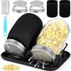 MOYKSRR Barattolo Germogliatore Set, Kit di Barattoli per Germogliamento di Semi, 2 1000ml Germogliatore in Vetro, 2 Coperture, 2 Supporti e 1 Vassoio, 2 Manicotti Oscuranti, 1 Spazzola