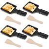Salubohum Mini set di 4 padelle per Raclette, padelle per la grigliata di formaggio, antiaderenti, con 4 palette in legno per la griglia elettrica universale. Adatto per grigliare formaggio, uova, ecc
