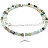 Eloboe essence Girocollo in pietra naturale e coda di sirena in argento sterling 925 lunghezza 40 cm prolunga con catena cuore fino a 45 cm (Amazzonite)
