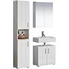 trendteam smart living Wons - Set da bagno 3 pezzi, bianco con vernice bianca lucida, 112 x 192 x 32 cm
