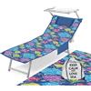 Tex family Telo Mare Lettino Teddy in Microfibra con Tasche Misura CM. 80 X 190 (Pesci Stilizzati)