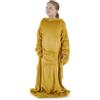 Blumtal Coperta Indossabile con Maniche, Coperta in Pile Indossabile con Tasche, Coperta con Maniche per Bambini, 90x105cm, Senape