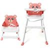 YiWon 4 in 1 Toddler Baby High Chair, seggiolone per bambini, con vassoio cintura di sicurezza, Seat Table Chair Height regolabile (rosa)