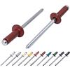 Marcopol Confezione da 80 rivetti ciechi verniciati 4,0 x 12 mm, testa a cupola, DIN 7337, rivetti in alluminio e mandrino in acciaio, rivetti pop (80, rosso ossido RAL 3009)