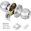 Faankiton Set di Pomelli per Porta, Pomelli di Passaggio, Set di Pomelli per Porte Interne, Set di Pomelli per la Privacy, Maniglia per porta interna rotonda (Privacy, Senza Chiavi, Argento)