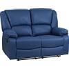 Totò Piccinni Set Divano 2 o 3 posti, Poltrona Relax CALIPSO Reclinabile, ImbottitI con Braccioli e Poggiapiedi (Similpelle Scamosciata Blu, 2 Posti)