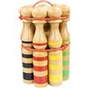 GICO 3026 - Set di coni da bowling in legno, grande per bambini e adulti, in legno massiccio, 30 cm, a righe