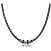 David Galvani Collana da uomo con ciondolo a perla in acciaio inox, collana per uomo, acciaio inox, sfera, catena in pelle intrecciata, 50 cm, Pelle