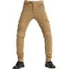 FSORB Pantaloni Moto Uomo, Traspirante Elastico Jeans, Kevlar Traspirante - Impermeabile E Antivento Pantaloni Protettivi Pantaloni Moto Uomo, 4 X Pad Di Protezione (Cachi,XXL)