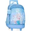 Disney Frozen Magic Ice Zaino per bambini, blu, realizzato in poliestere, spallacci regolabili per un comodo trasporto, vari scomparti, con portachiavi pompon blu, blu, Zaino ruote