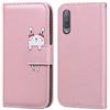 Ailisi Cover Samsung Galaxy A7 2018/A750, Pink Flip Cover Cartoon Cute Rabbit Custodia Protettiva Caso Libro in Pelle PU con Portafoglio, Funzione Supporto, Chiusura Magnetica - Coniglio, Oro rosa
