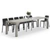 Mobili Fiver, Tavolo Consolle Allungabile First, 45(305) x90 cm, Grigio Cemento, fino a 14 posti, Consolle da ingresso e sala, Made in Italy