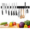 Trhillsbrad - Coltello magnetico da 60 cm, supporto magnetico con 3 ganci, in acciaio inox, autoadesivo, colore nero, supporto da parete magnetico senza fori