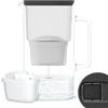 Wessper Caraffa Filtrante in Vetro 3L con 1 Cartuccia | Ricambio per Dafi Unimax Aquaphor A5 BRITA Maxtra+ PHILIPS AWP212/10 | Elimina Cloro, Impurità e Metalli Pesanti | Nero