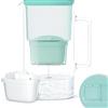 Wessper Caraffa Filtrante in Vetro 3L con 1 Cartuccia | Ricambio per Dafi Unimax Aquaphor A5 BRITA Maxtra+ PHILIPS AWP212/10 | Elimina Cloro, Impurità e Metalli Pesanti | Mint
