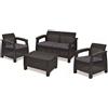 Keter SALOTTO DA ESTERNO GIARDINO SET RATTAN SALOTTINO IN RESINA ANTRACITE CAPPUCCINO